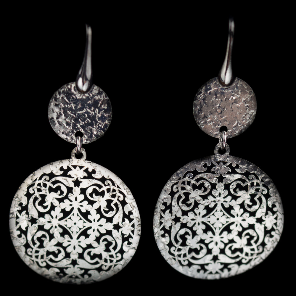 Dark grey Sanjoya earrings, short and pendant