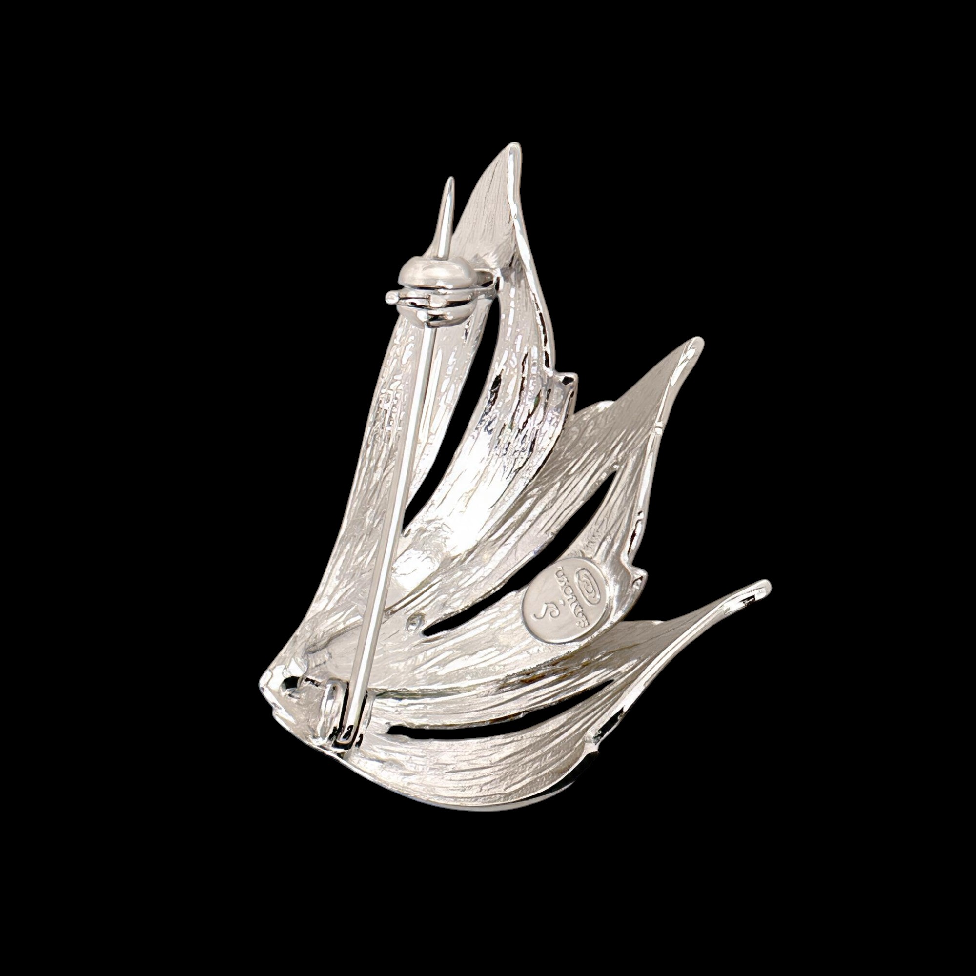 Broche/pendentif en forme de feuille d'argent