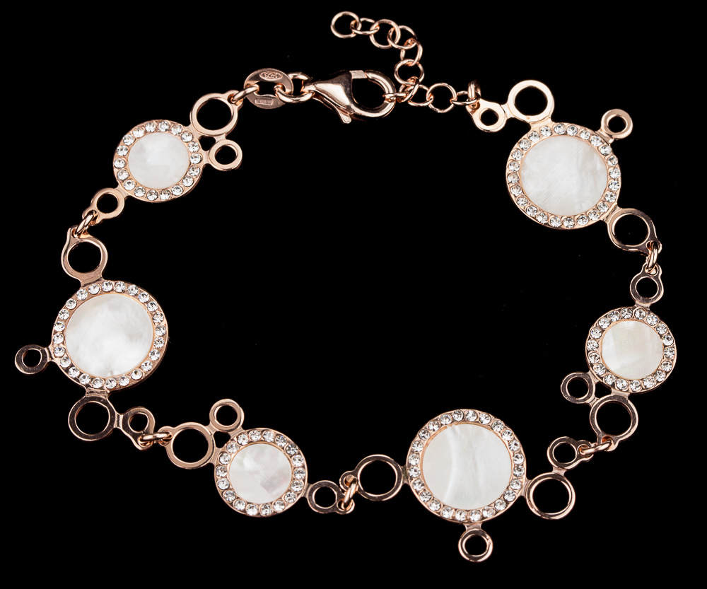 Rosé bracelet with mother-of-pearl and zirconia