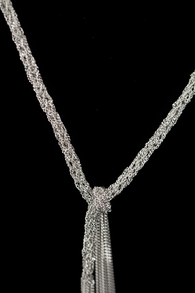 Thin silver scarf chain