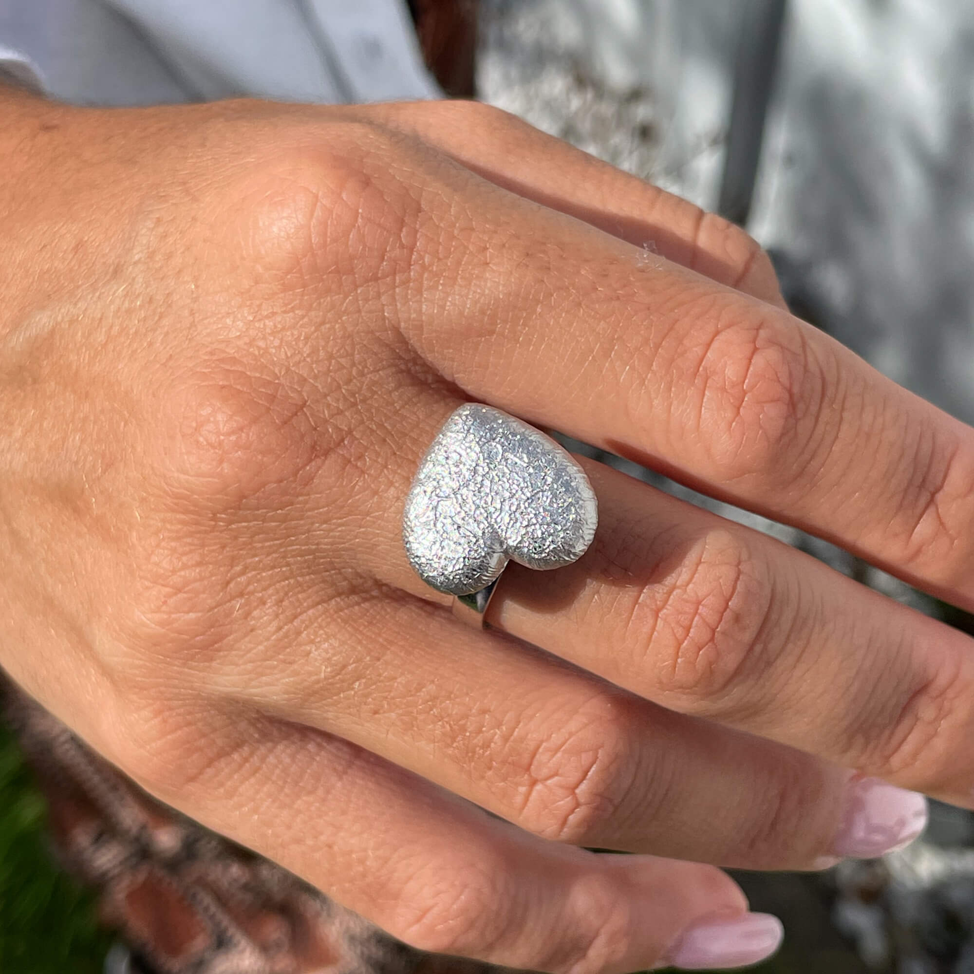 Bague coeur en argent, taille unique