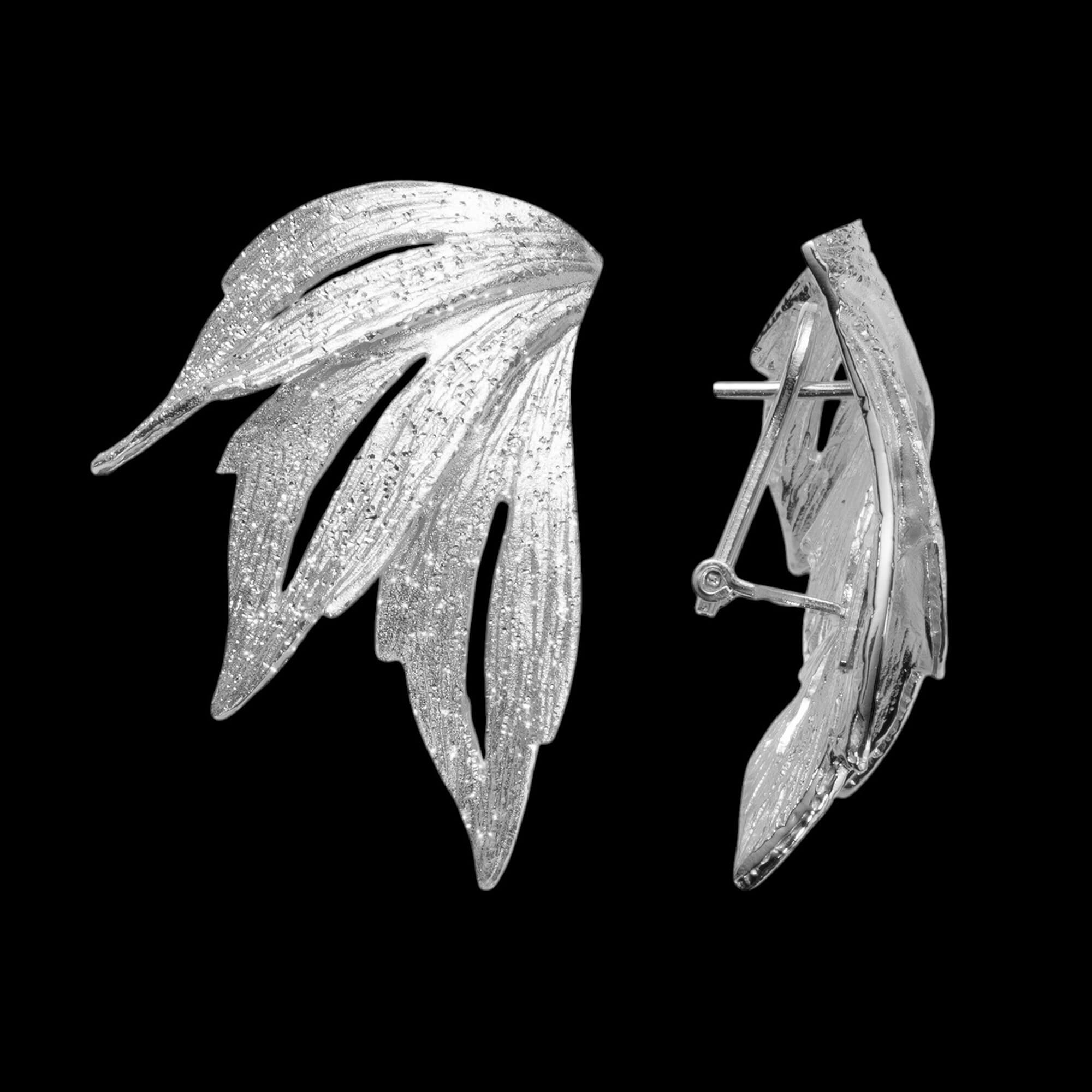 Boucles d'oreilles en forme de feuille d'argent