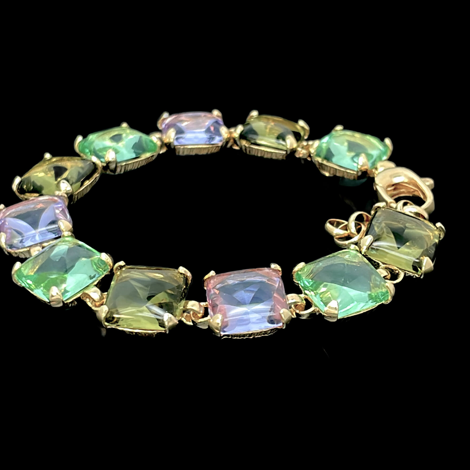 Gold plated colorful stone bracelet