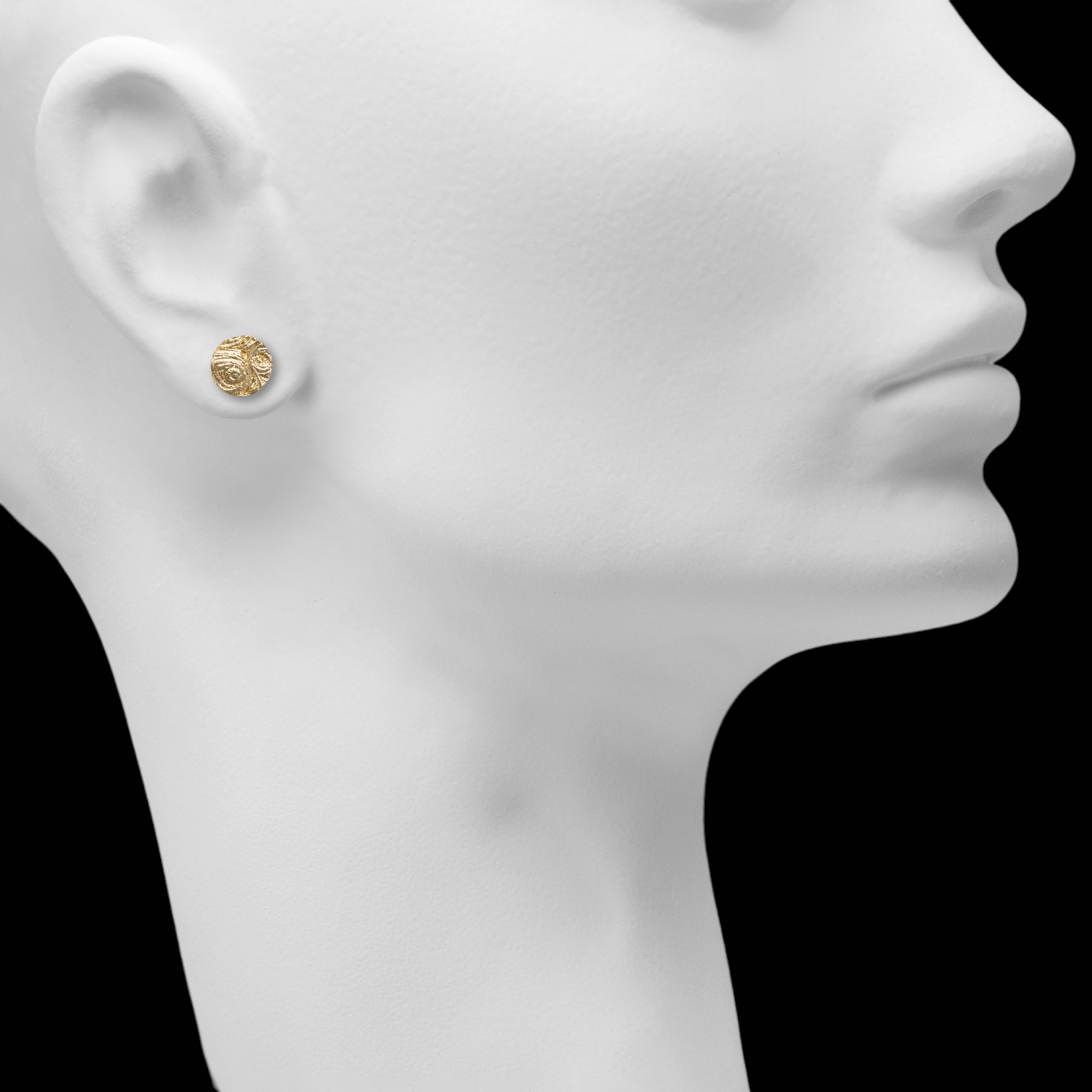 Round mini gold decorated earrings of 18kt