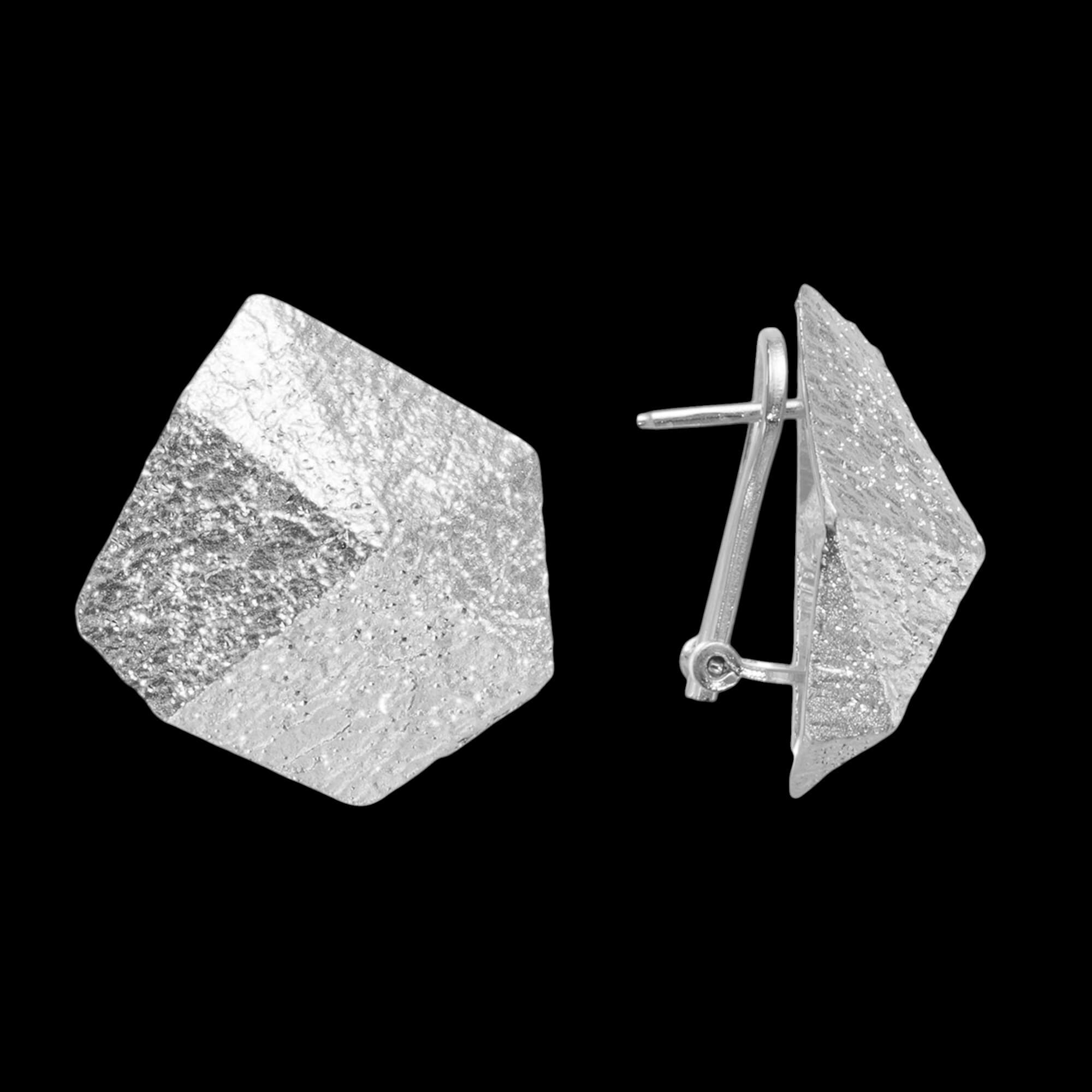  Silver Earrings with an Abstract Stone Look
