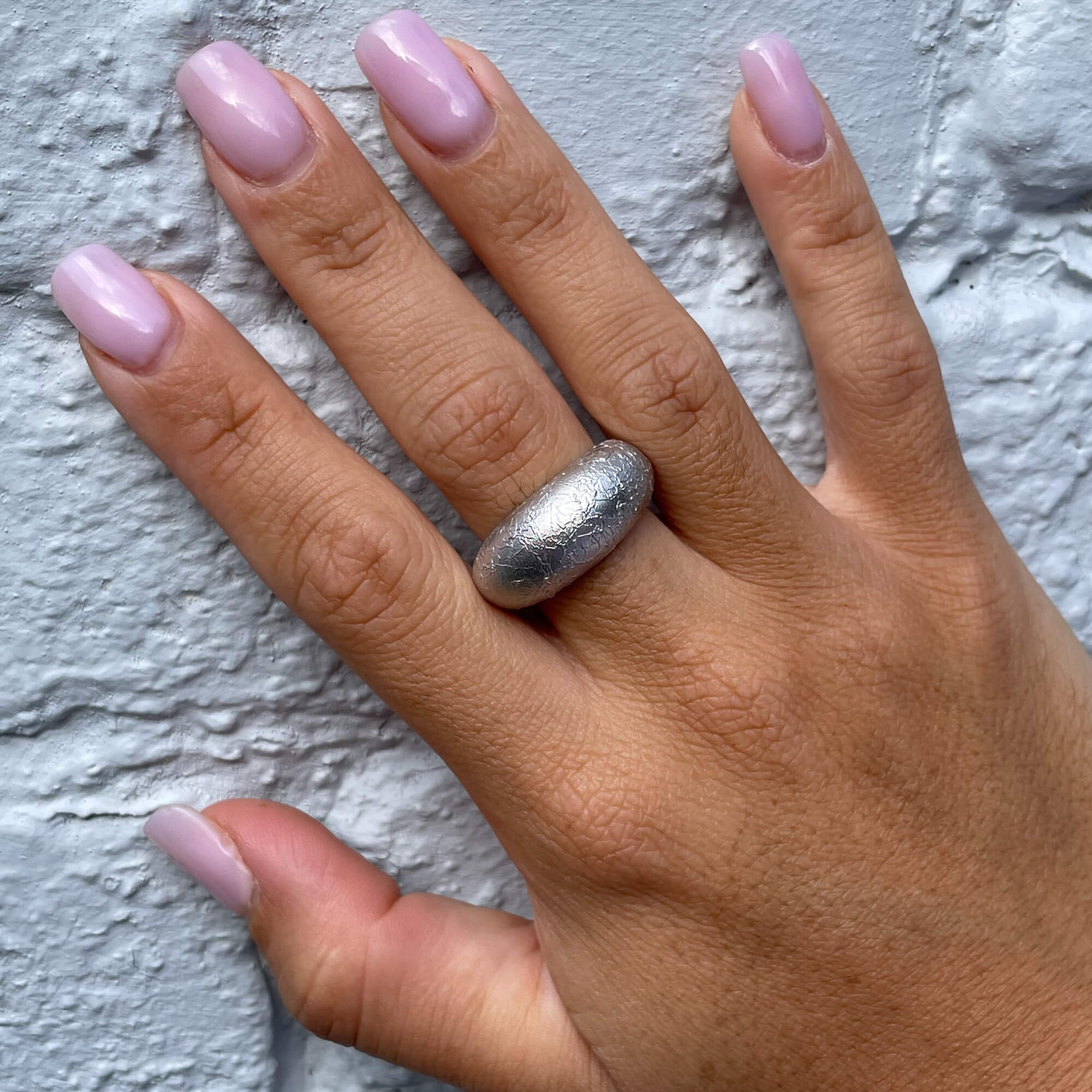Worked silver and matte ring