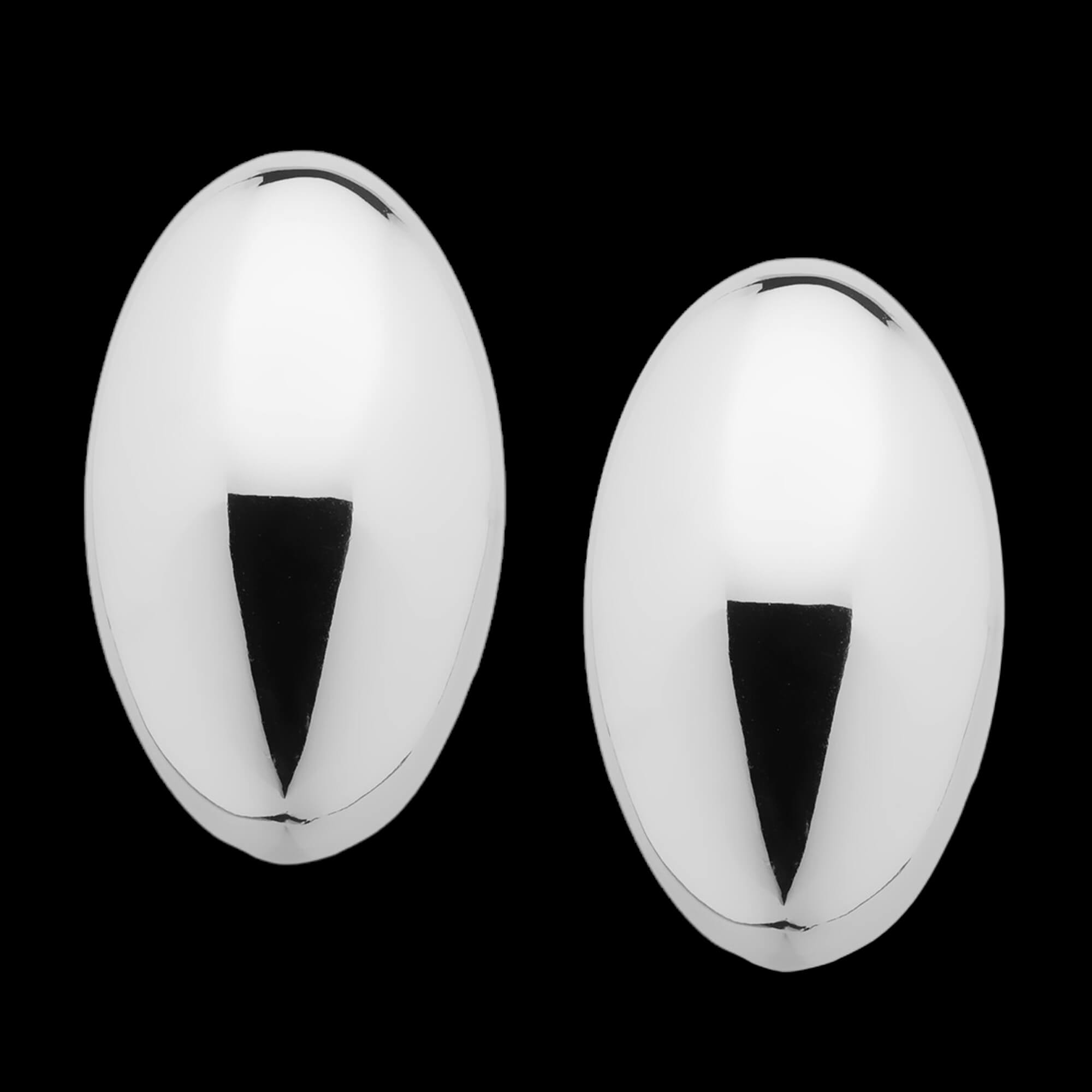 Sleek silver polished oval earrings