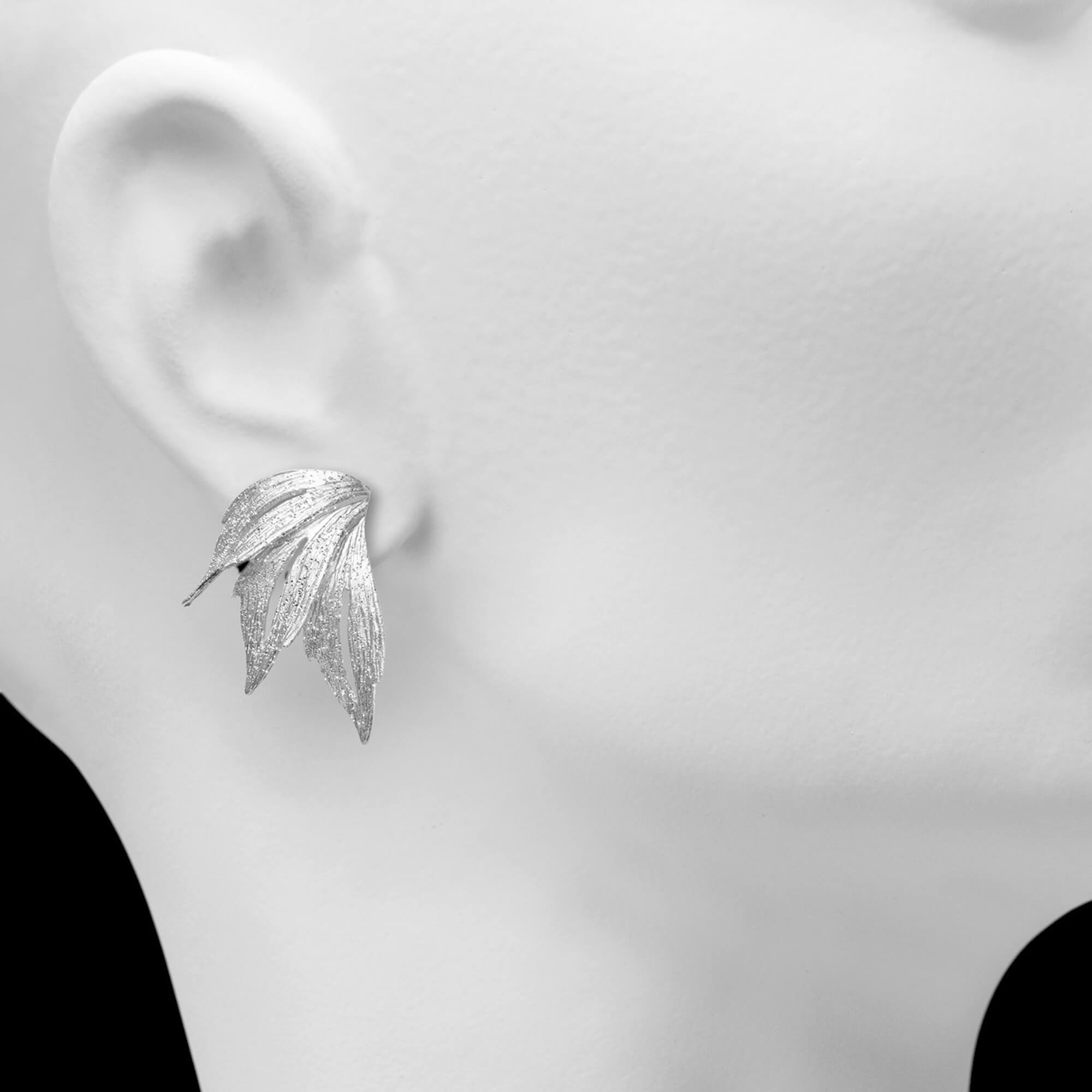 Boucles d'oreilles en forme de feuille d'argent