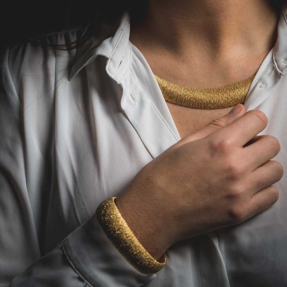 Chic and wide gold plated bracelet