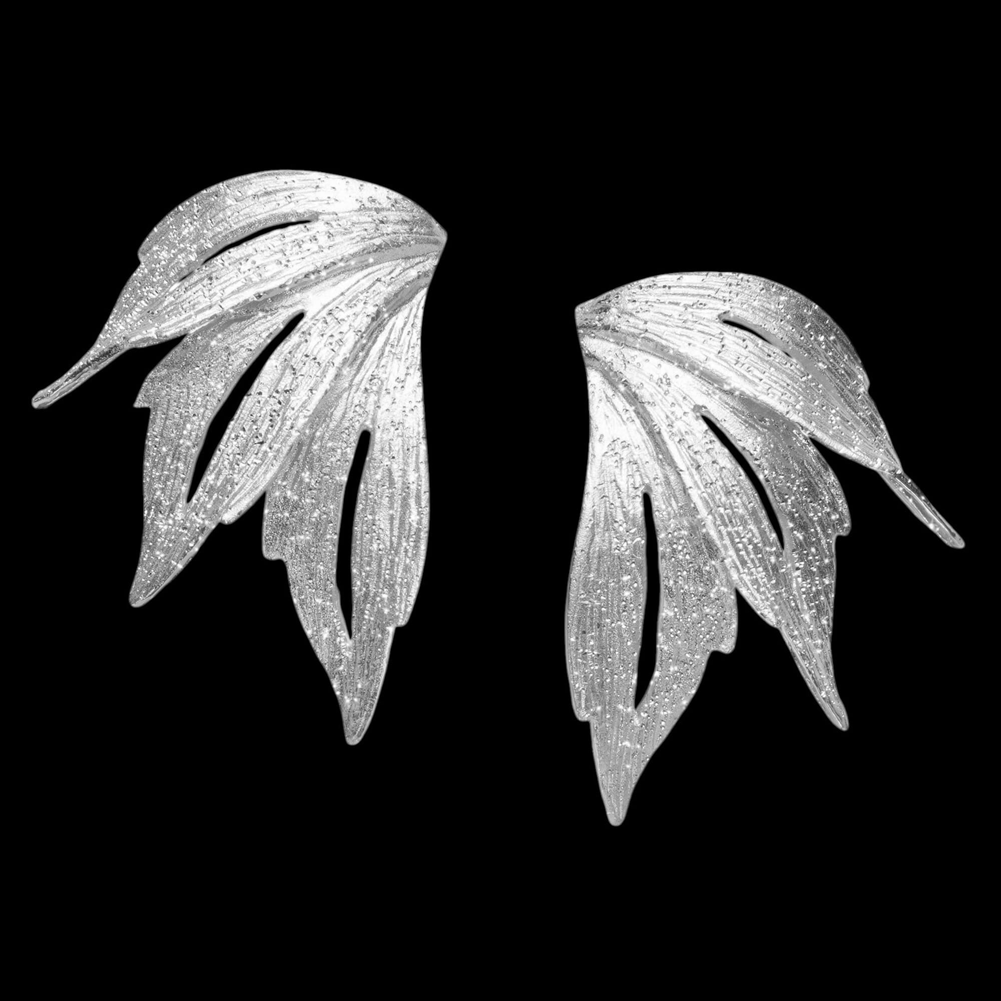 Boucles d'oreilles en forme de feuille d'argent