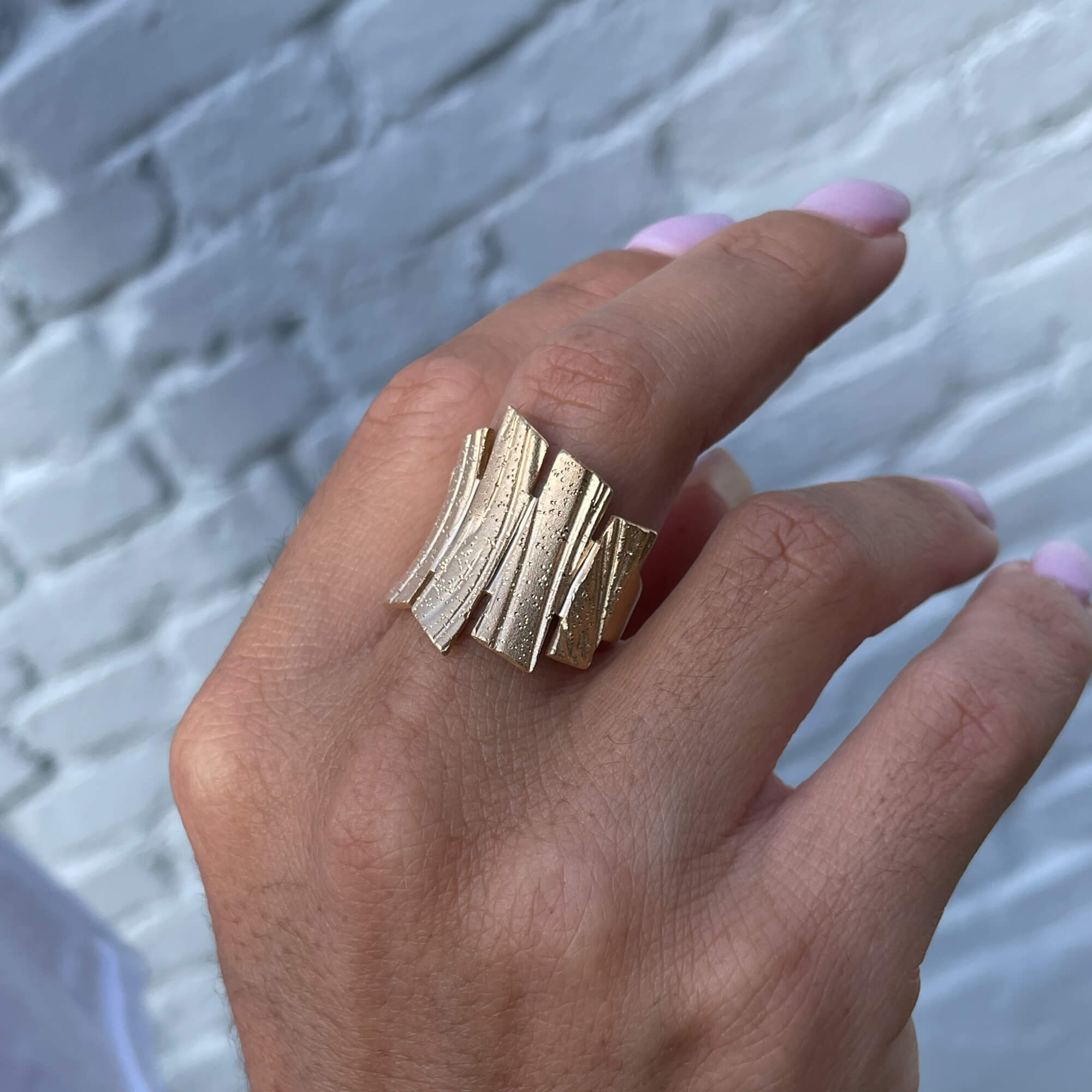 Gold plated bar ring