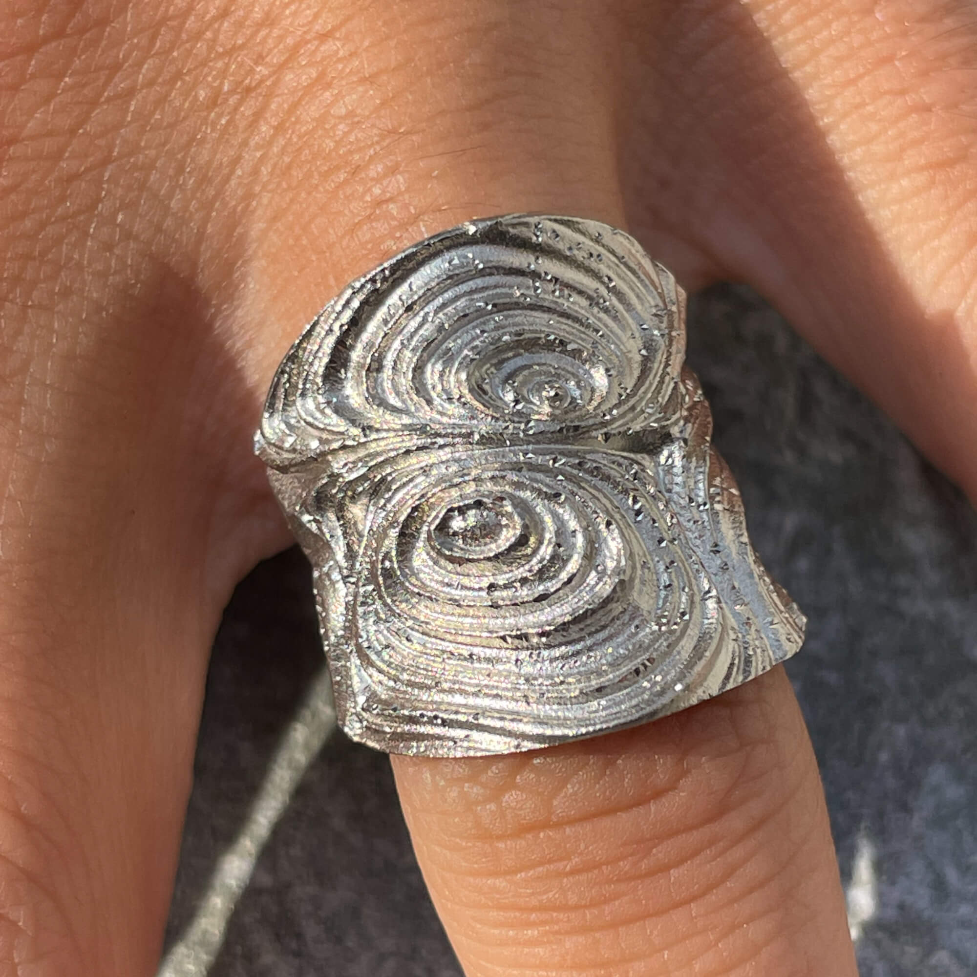 Worked sterling silver ring