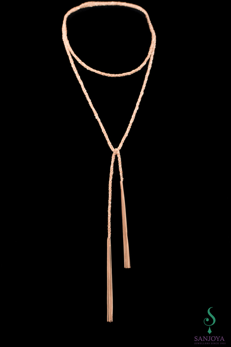 BIZ0318001 - Dunne zilveren rosé sjaalketting