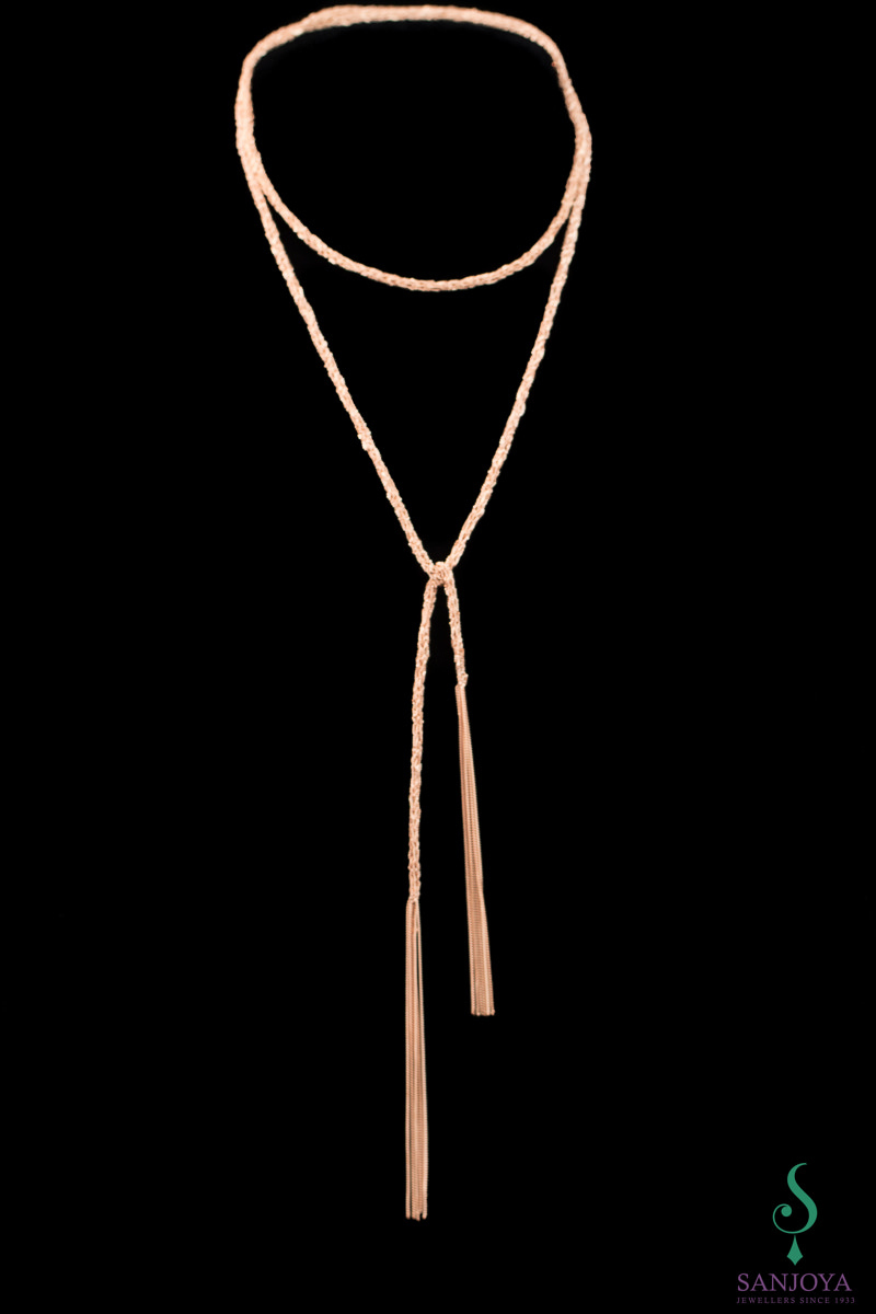 Thin silver rosé scarf chain