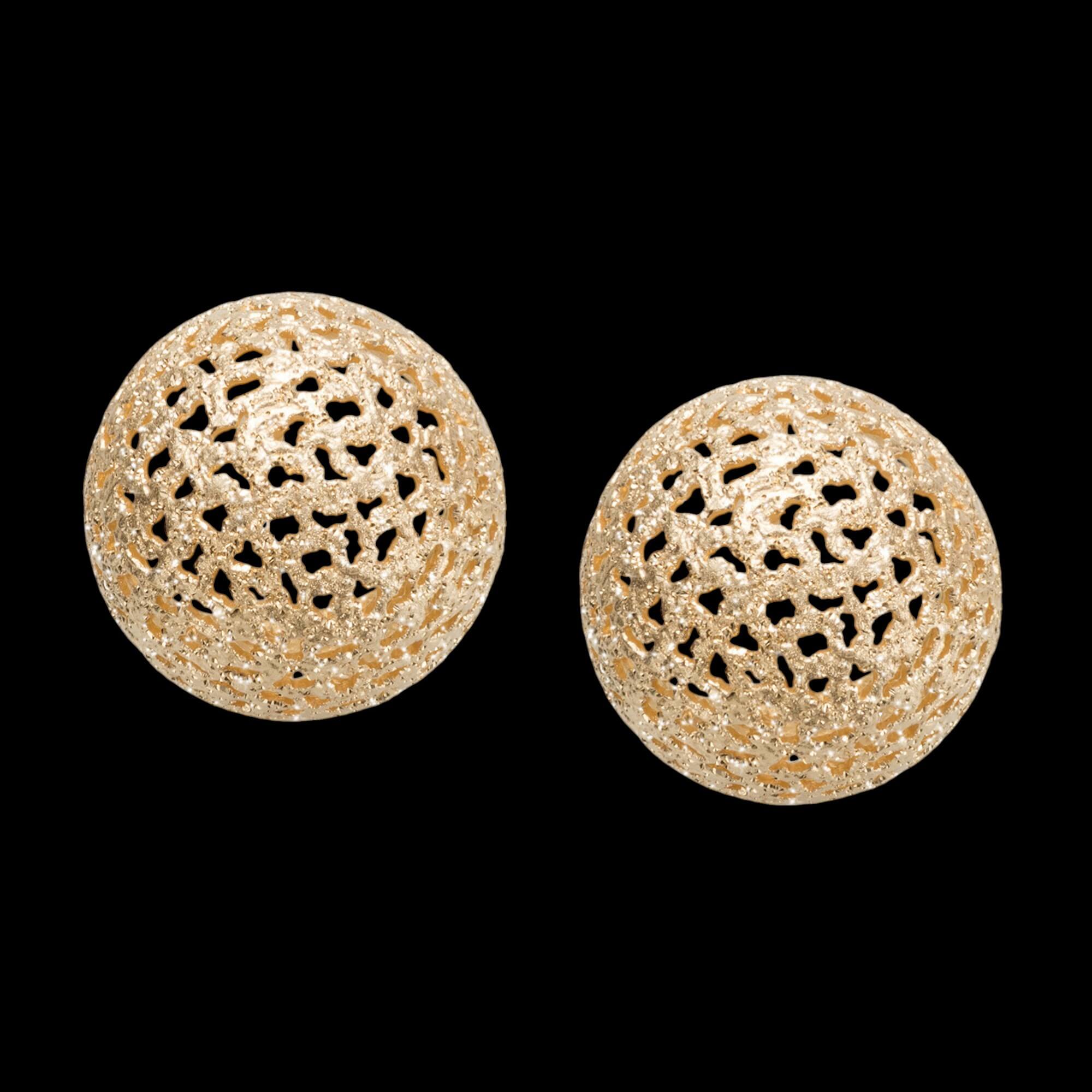 Large Dome-Shaped Gold-Plated Earrings with Open Circles