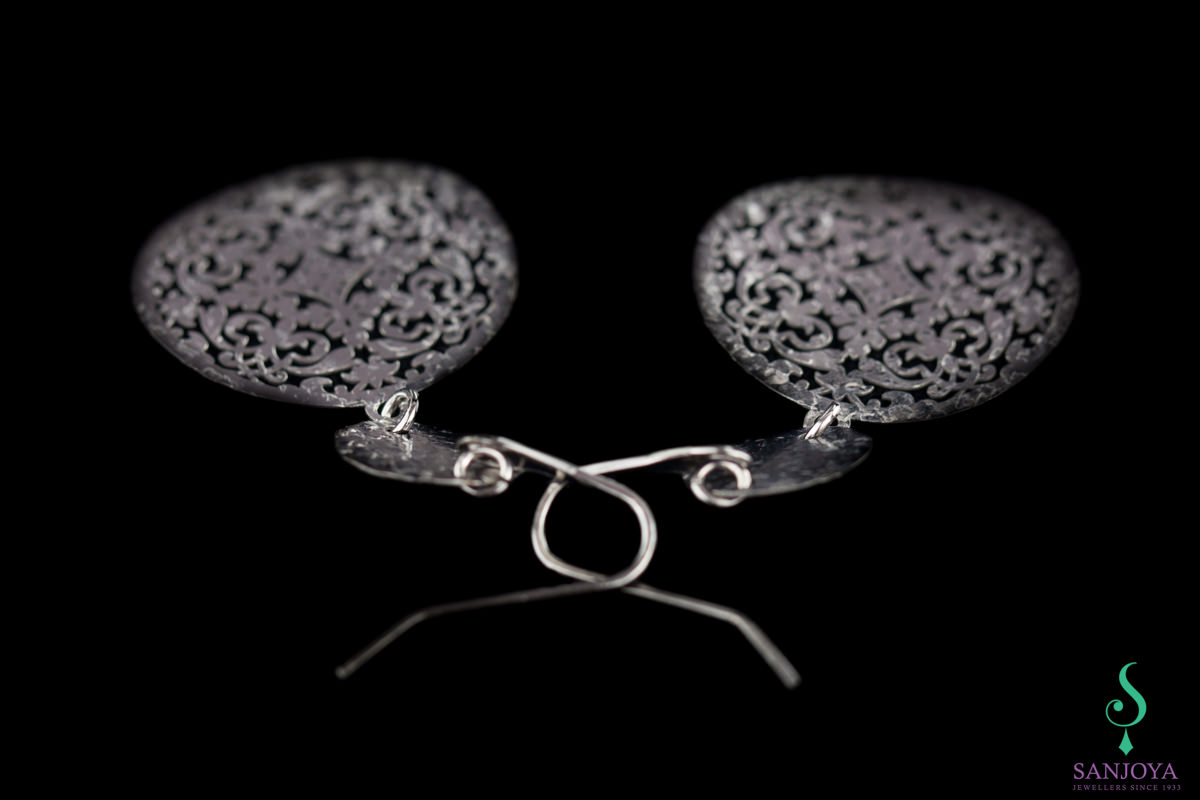Dark grey Sanjoya earrings, short and pendant