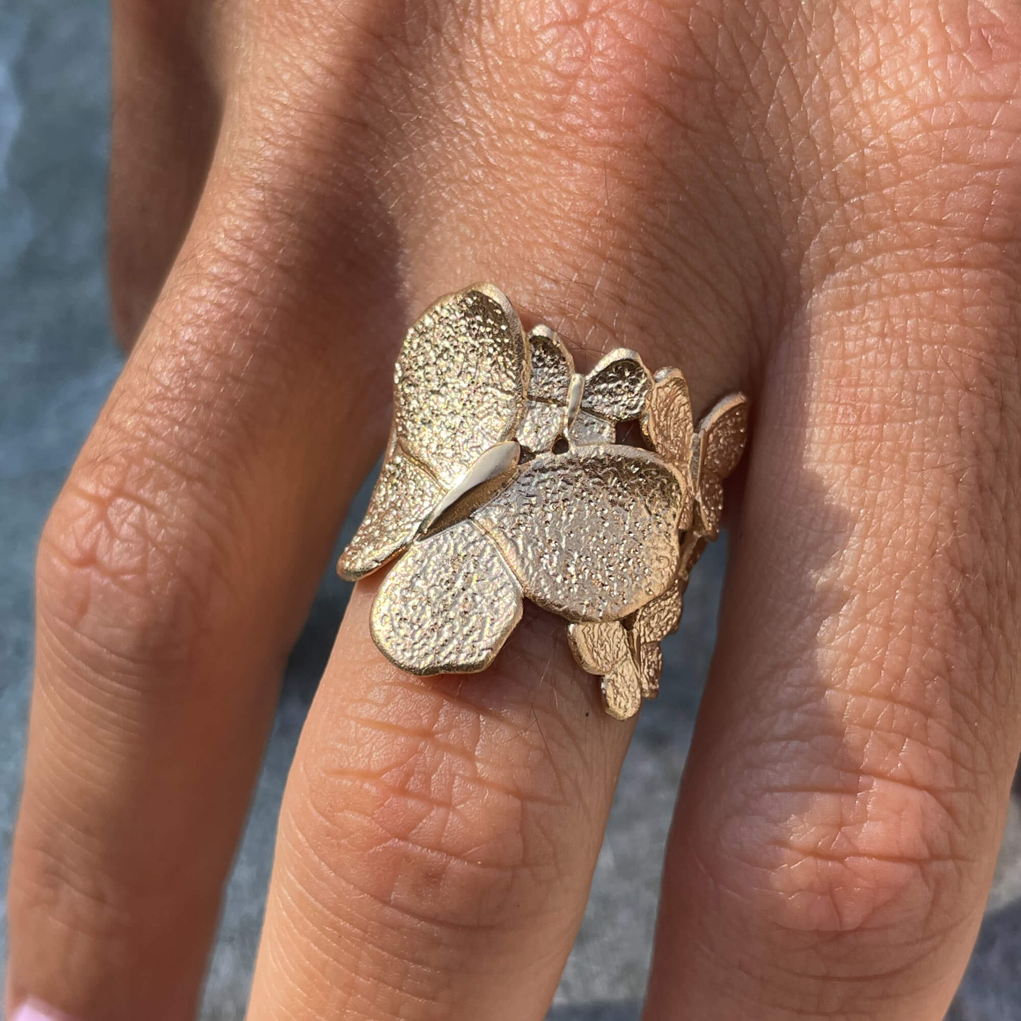 Smaller gold plated butterfly ring