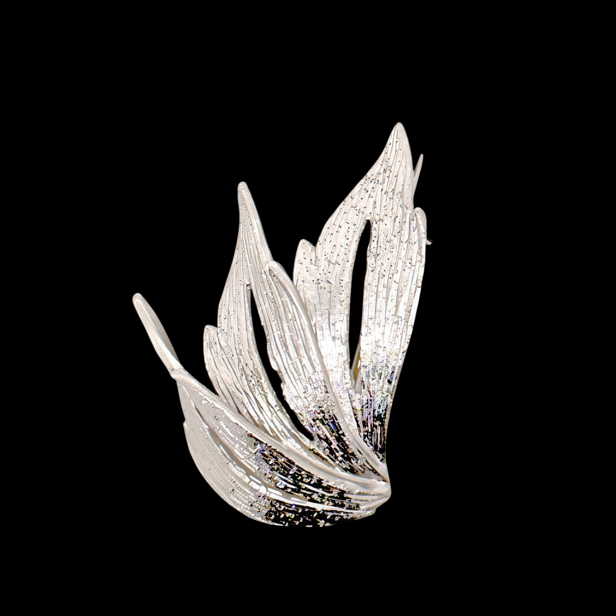Broche/pendentif en forme de feuille d'argent