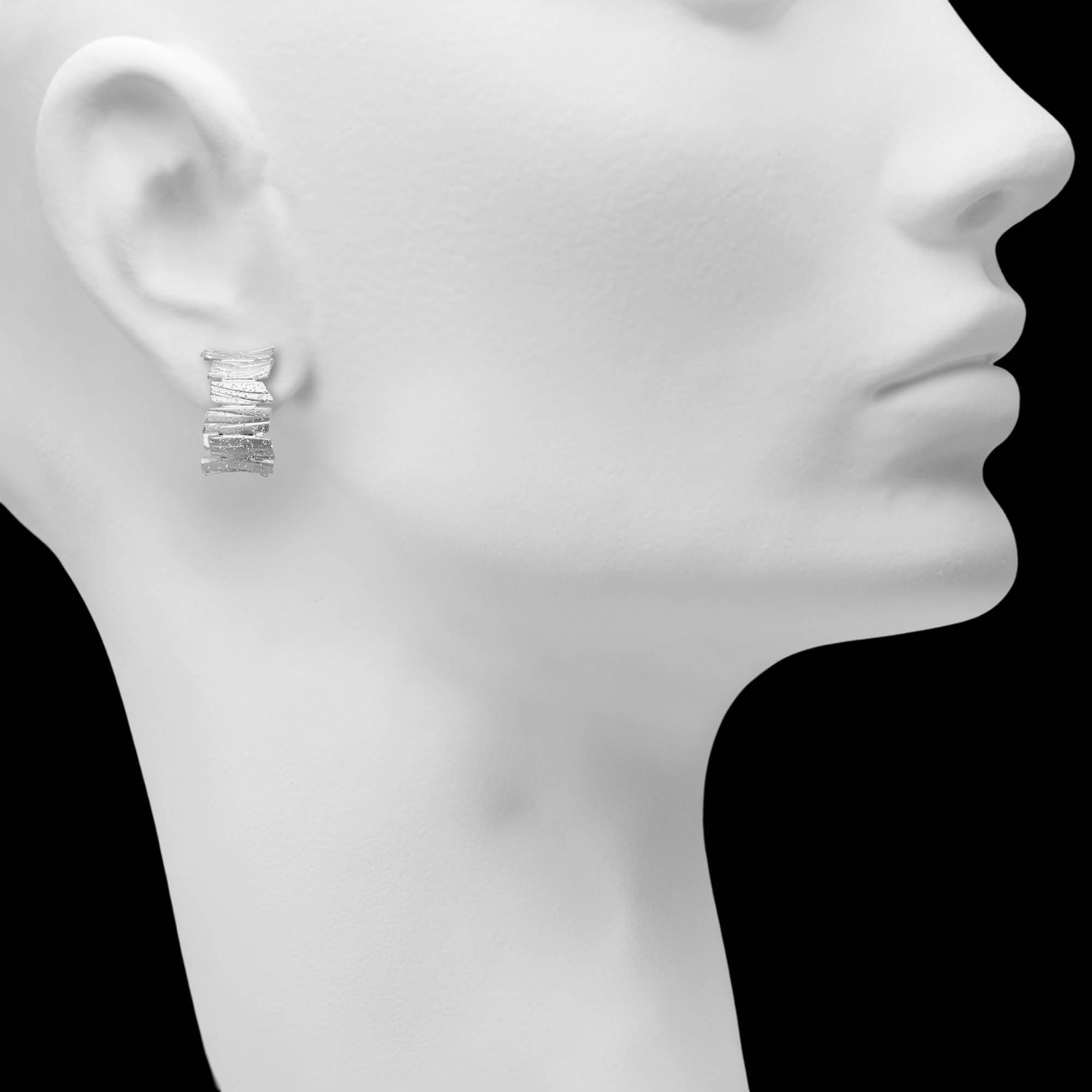 Silver bar hoop earrings