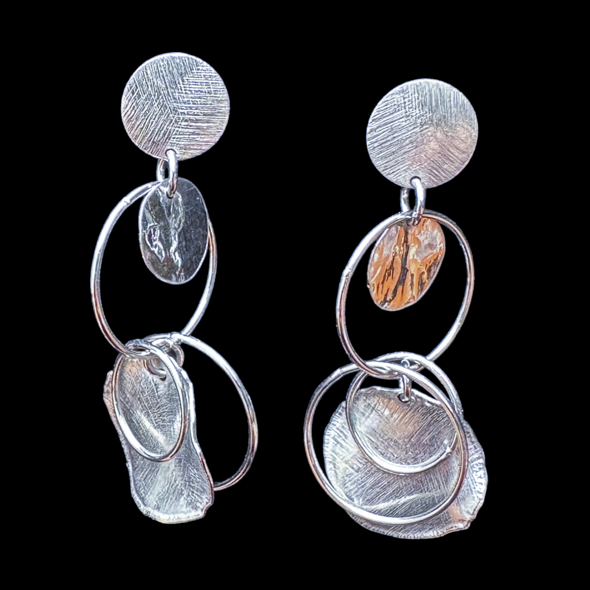 Boucles d'oreilles en argent rond ouvertes et fermées