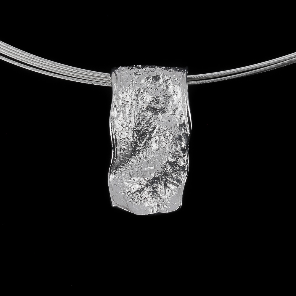 Shimmering silver rectangular pendant