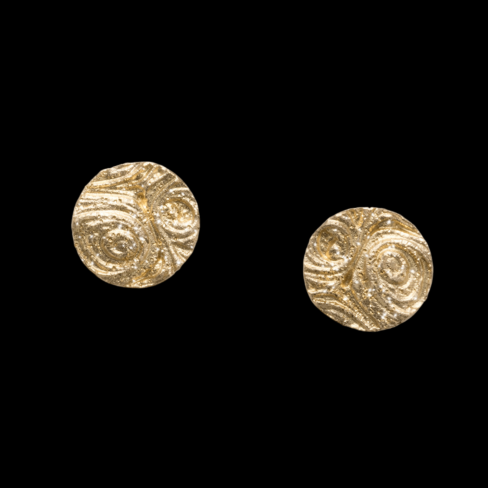 Round mini gold decorated earrings of 18kt