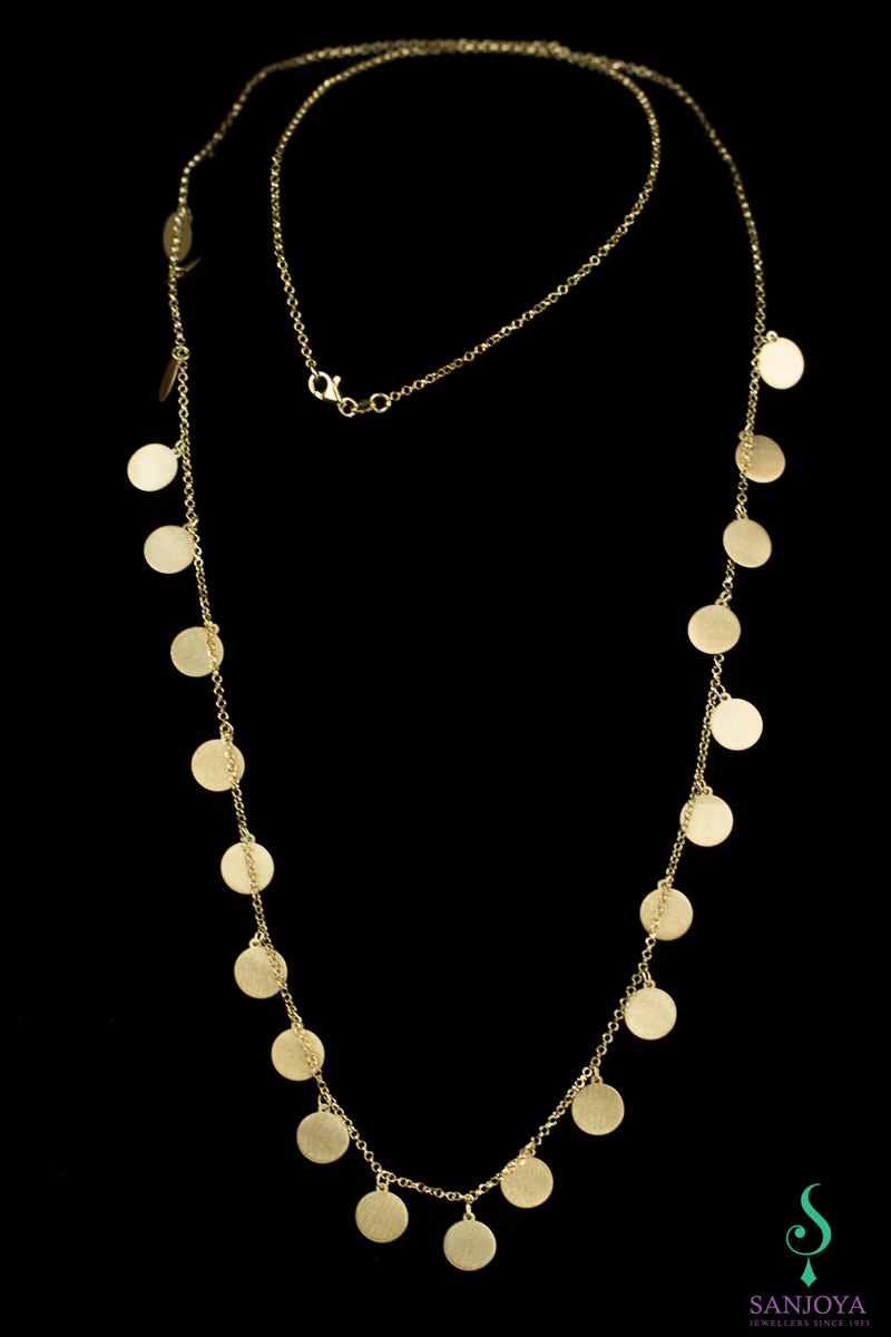 Long goldplated necklace with circles