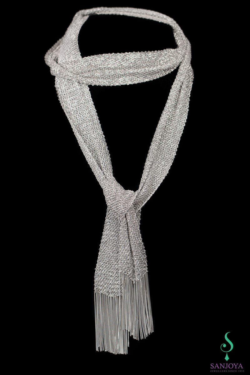 Silver scarf necklace. heavier and more 'eye catcher'