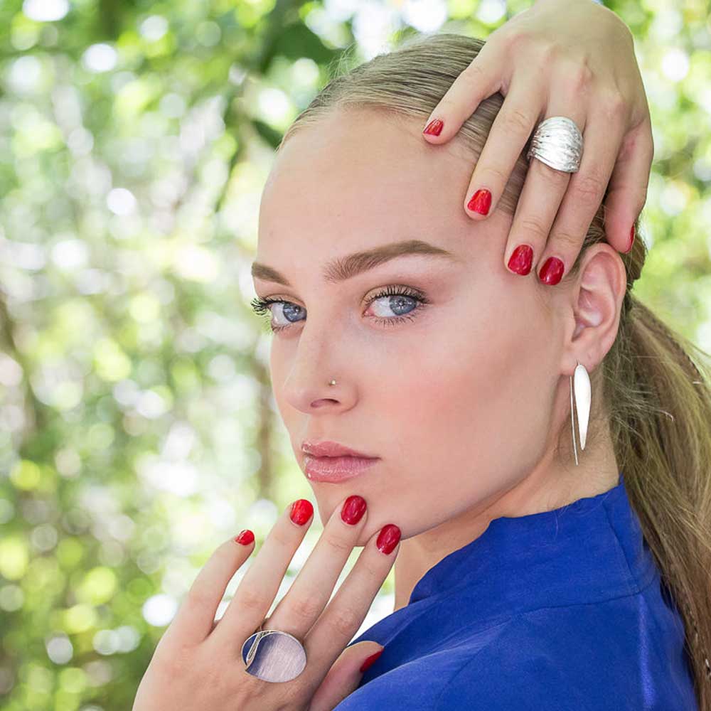 Silver long and matt earrings