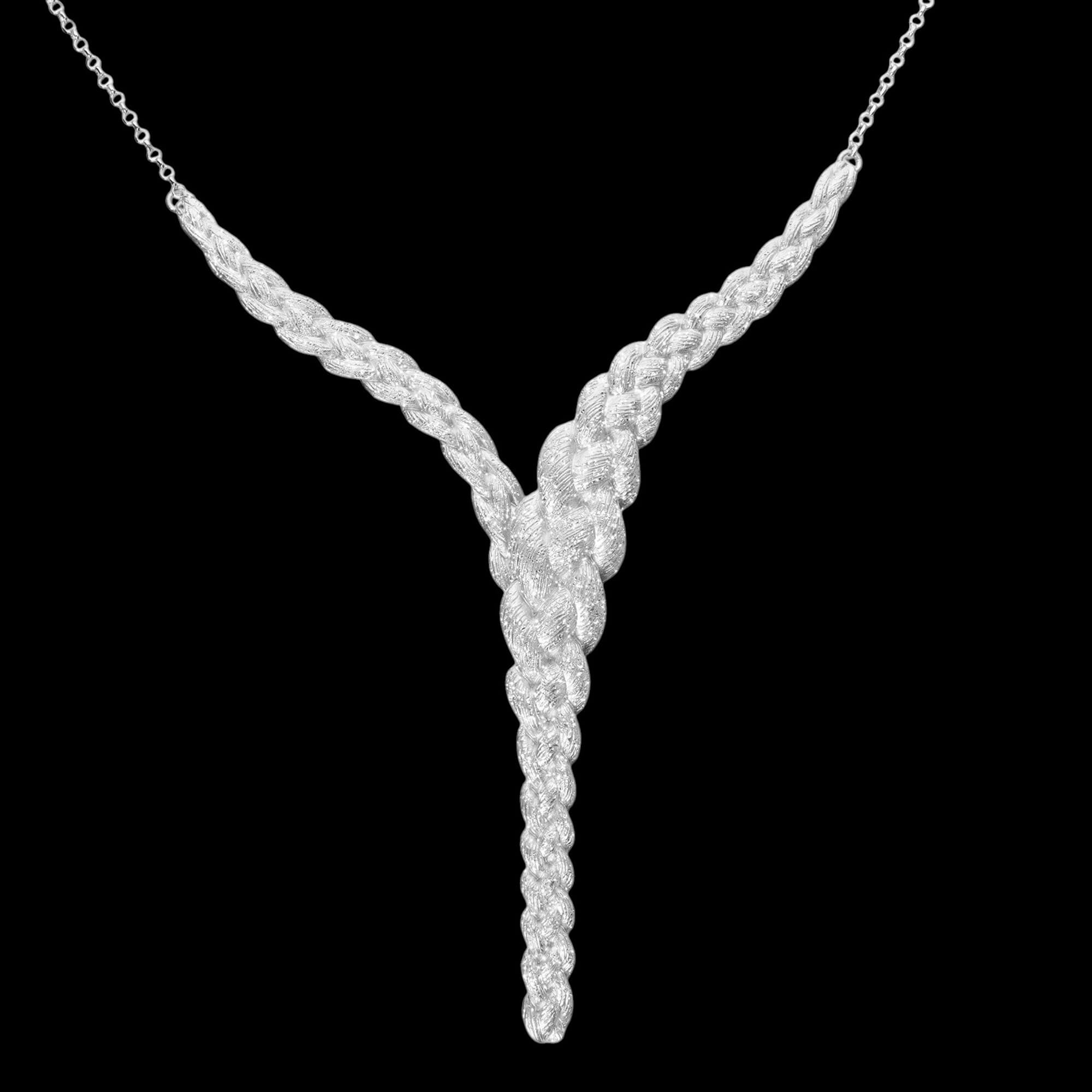 Zilveren langwerpige hanger met ketting