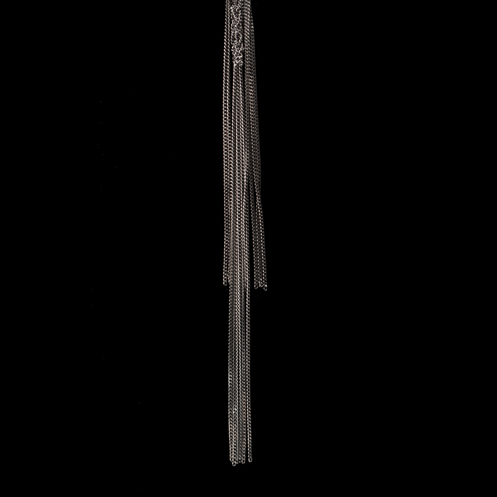 BIZ1217004 - Dunne zwart zilveren sjaalketting