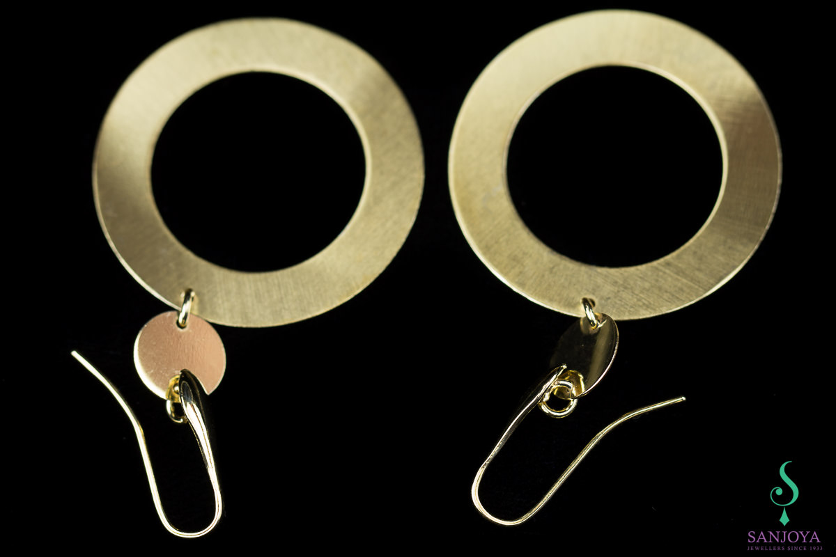 Plated earrings. pendant and roundish