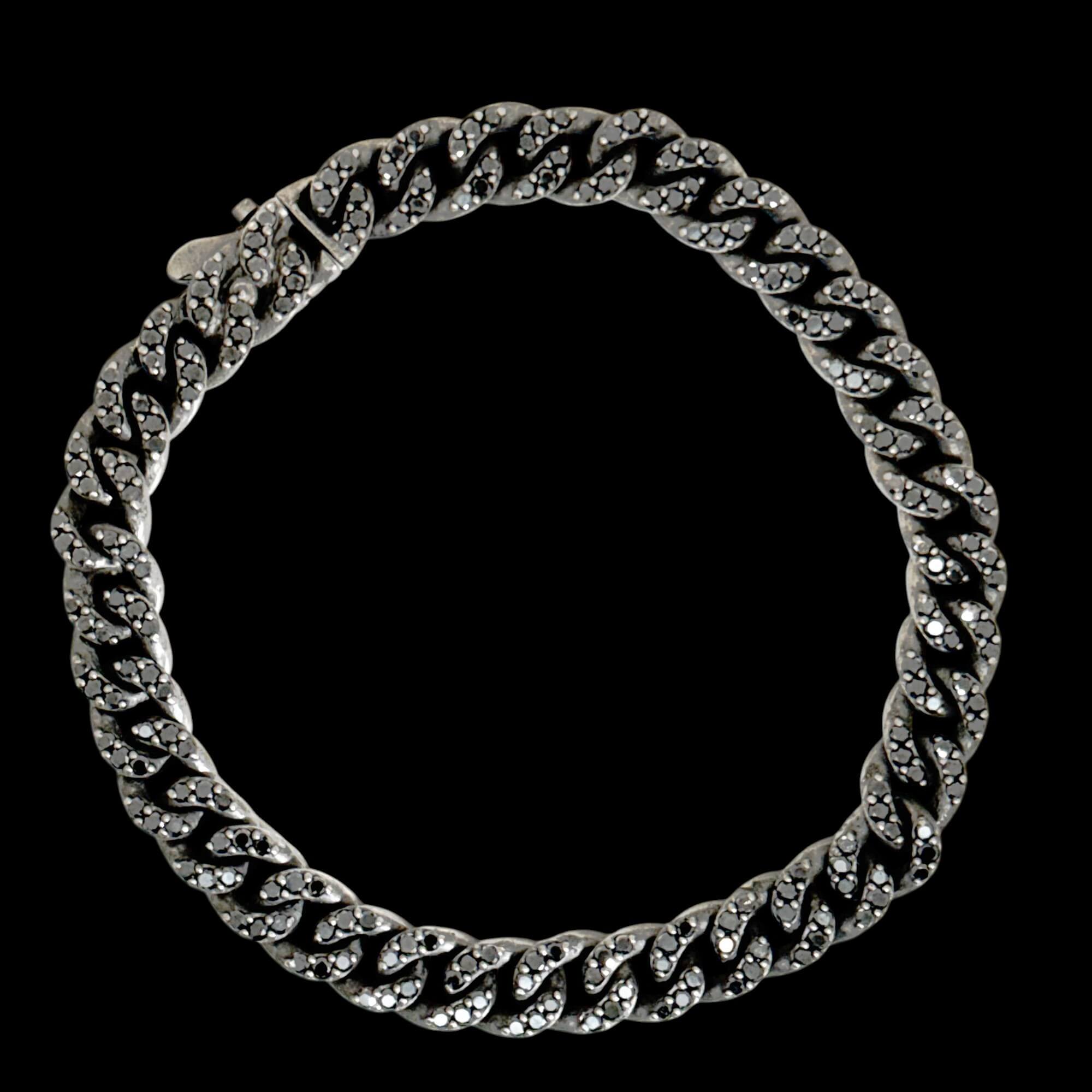 Titanium bracelet with black diamonds