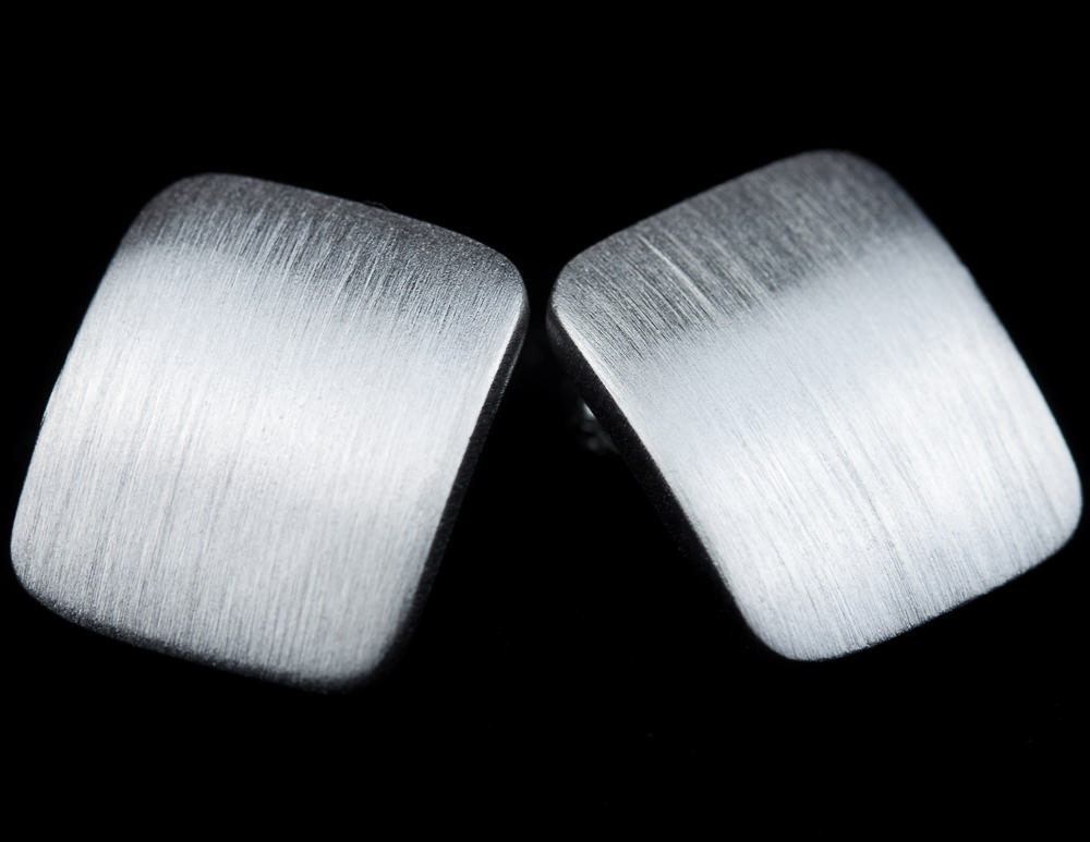 Matt silver square earrings