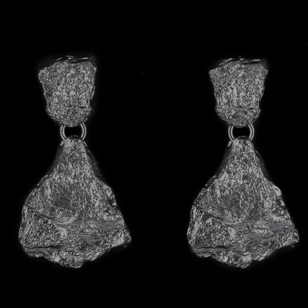 Gray stone-shaped earrings