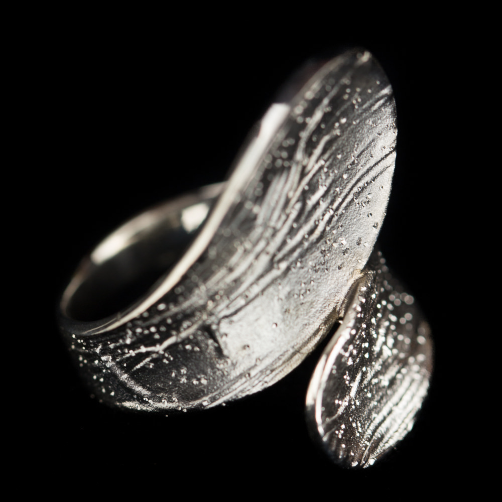 PRE1217002 - Tweekleurige schitterende ring, zilver en grijs