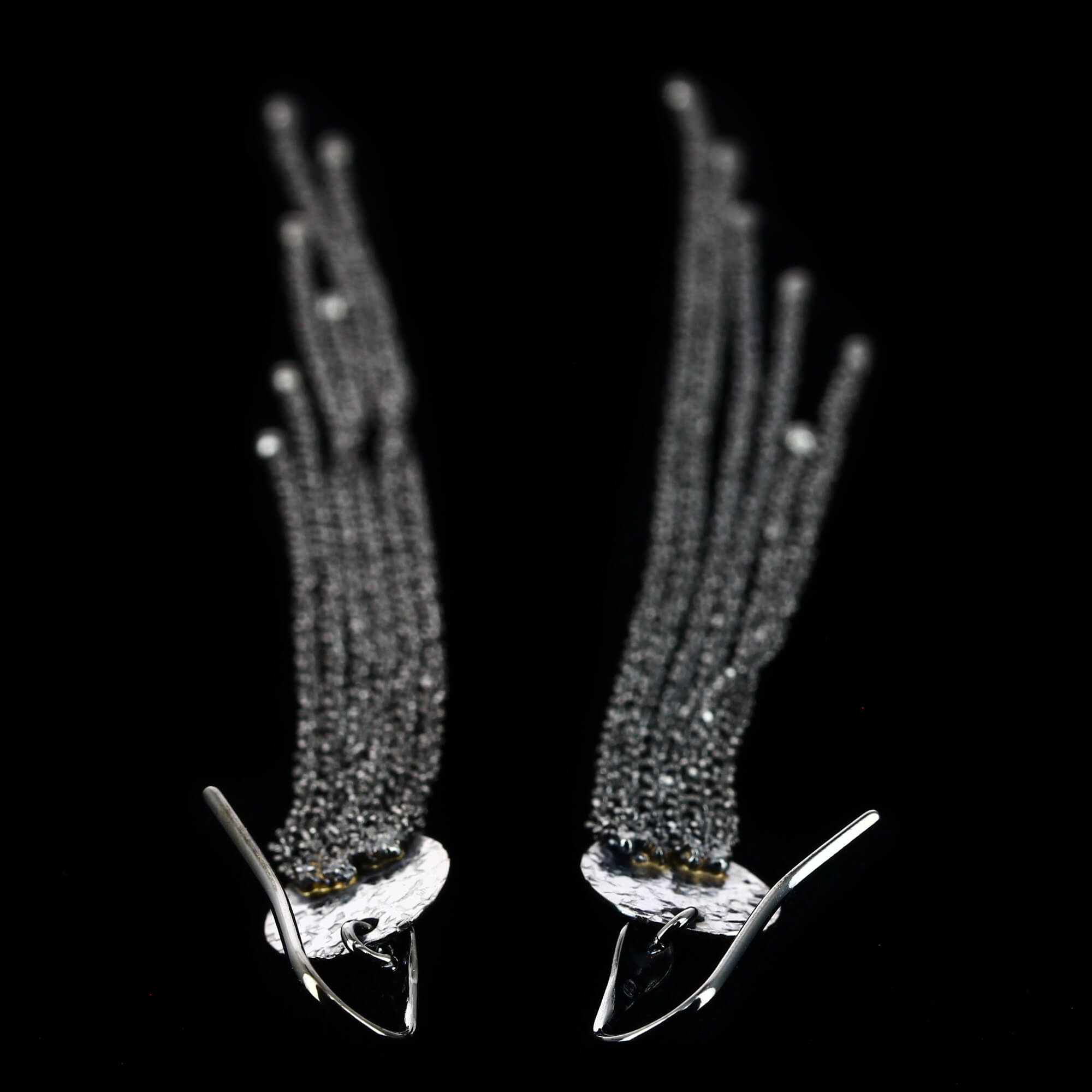 Sanjoya earrings, gray black and long with hook