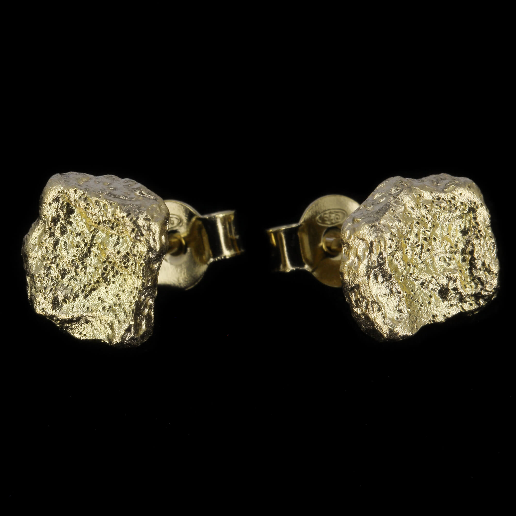 Small gold-plated stone-shaped earrings