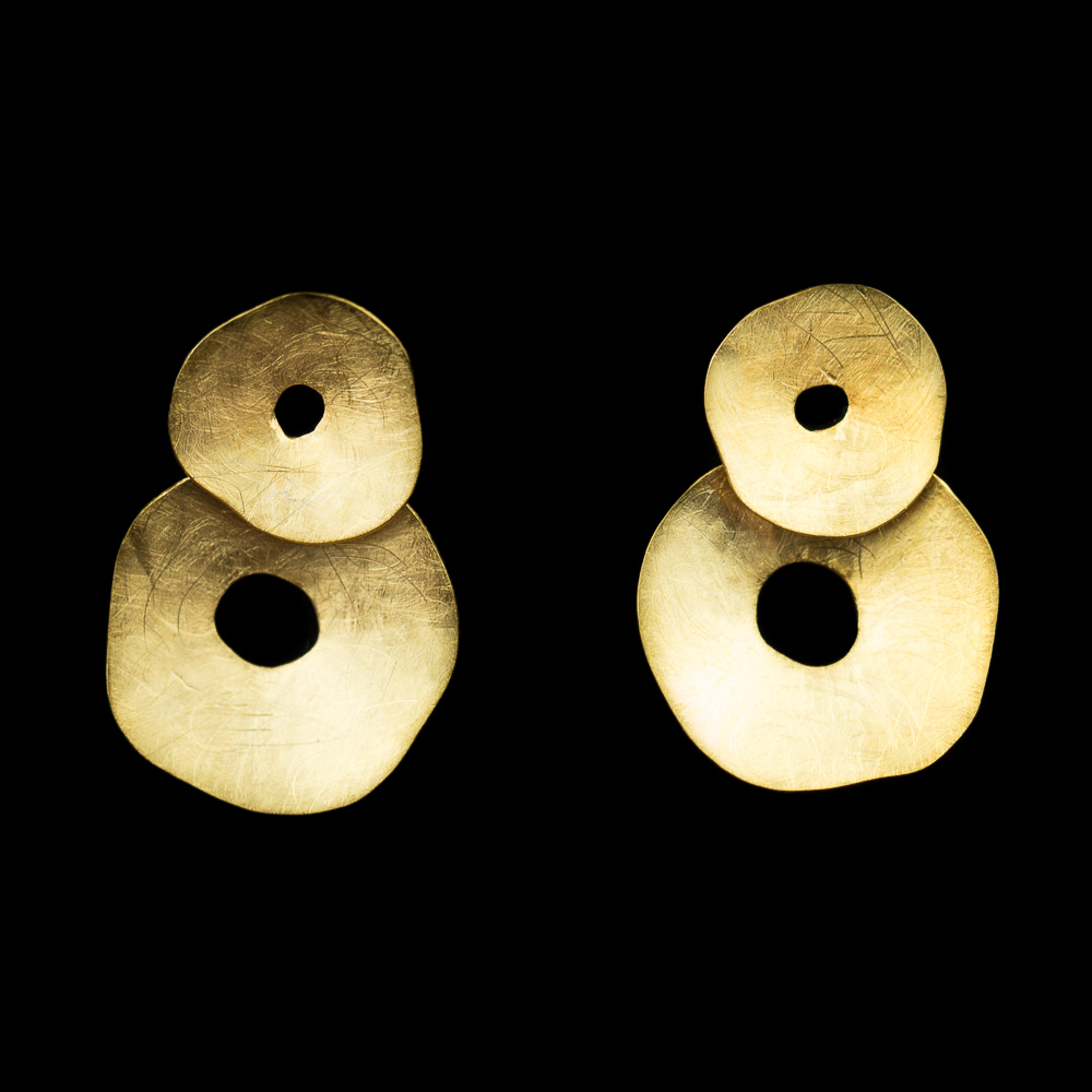 ORI1016012 - Vergulde en gematteerde oorbellen van twee cirkeltjes