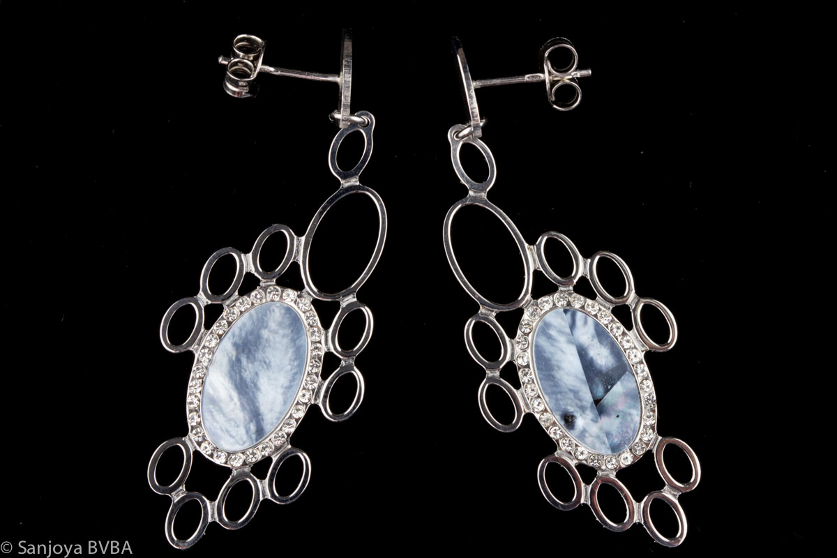 Silver earrings blue mother -of -pearl