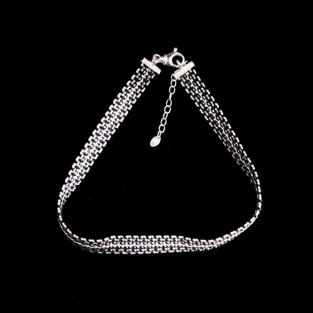CLE1218010 - Korte ketting rond de hals, zilver en zwart