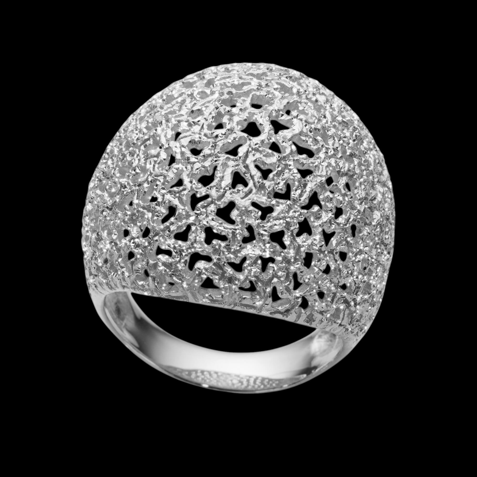 Dome-Shaped Silver Ring with Open Circles