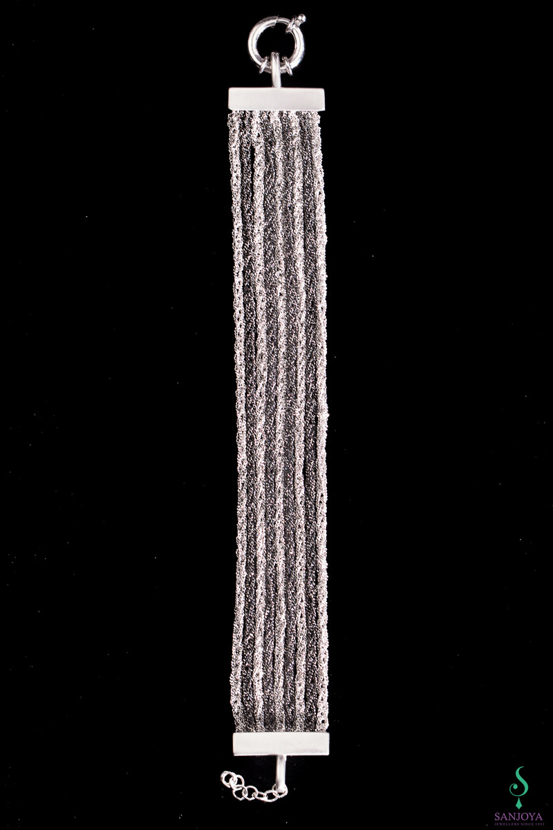 BIZ1218001 - Zilver- en grijskleurige meerdradige zilveren armband