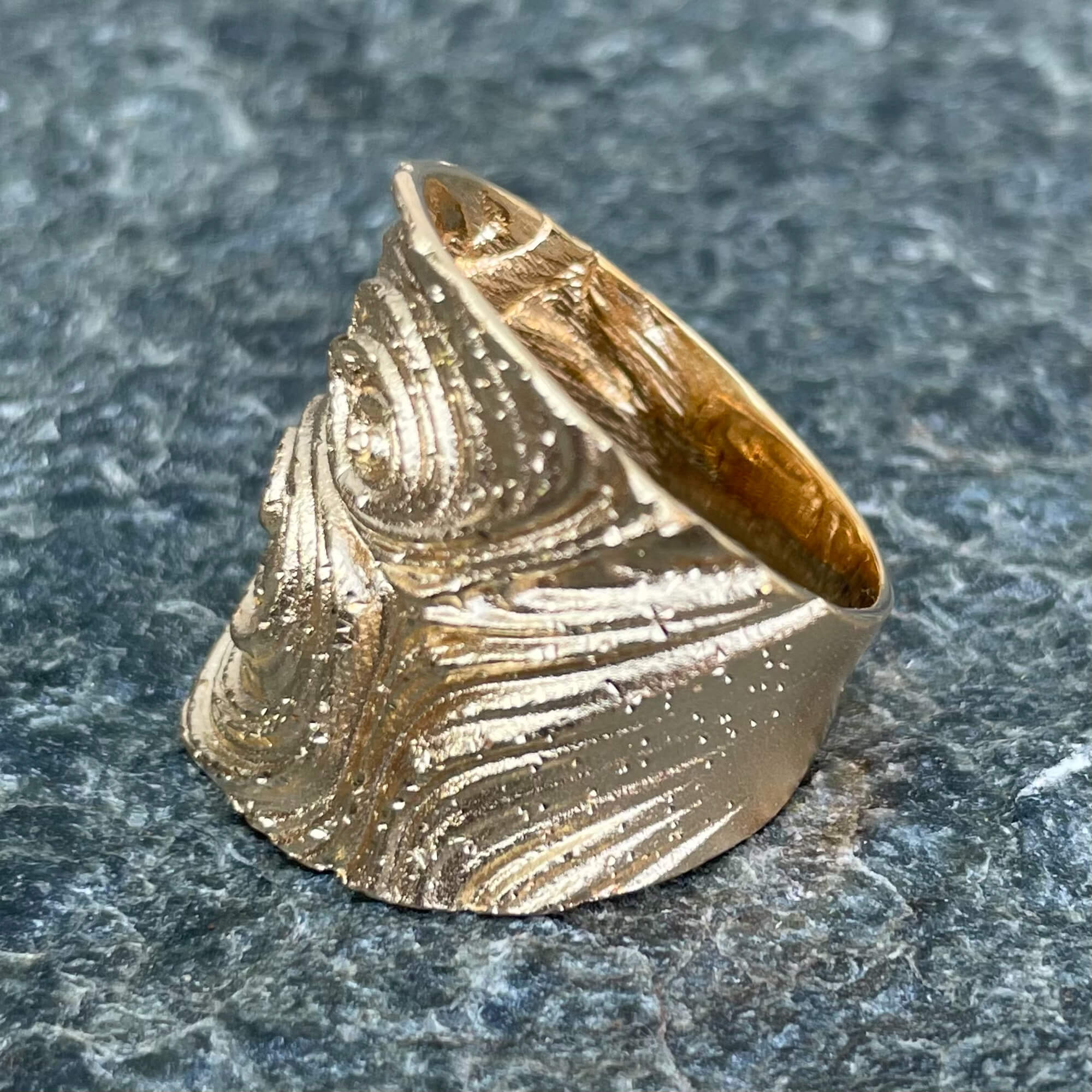 Created ring made of gold-plated silver
