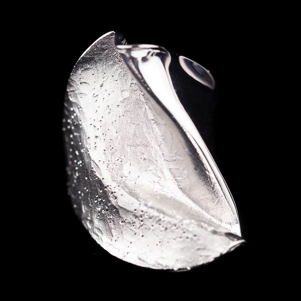 PRE1118012 - Brede chique zilveren ring, mat, gepolijst en gediamanteerd