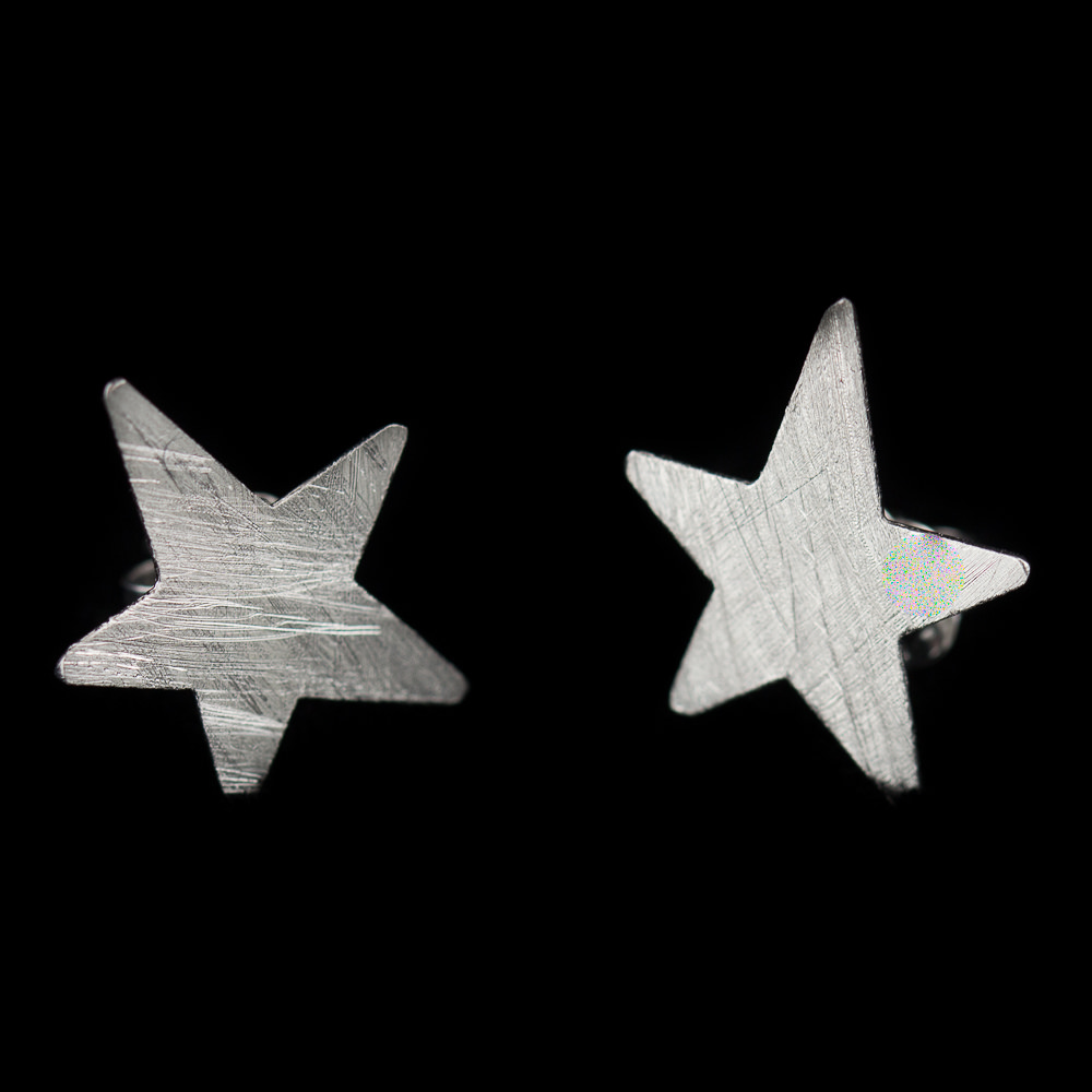 Silver matt star earrings