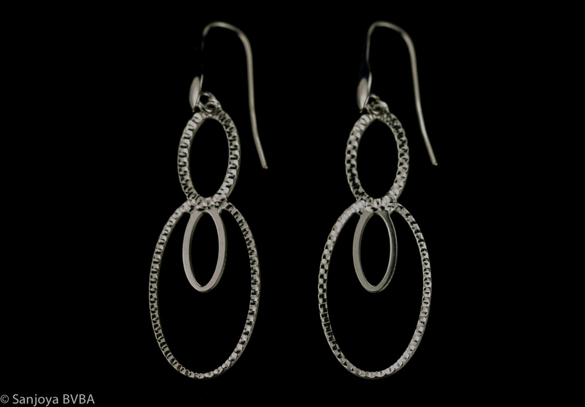 Silver oval earrings