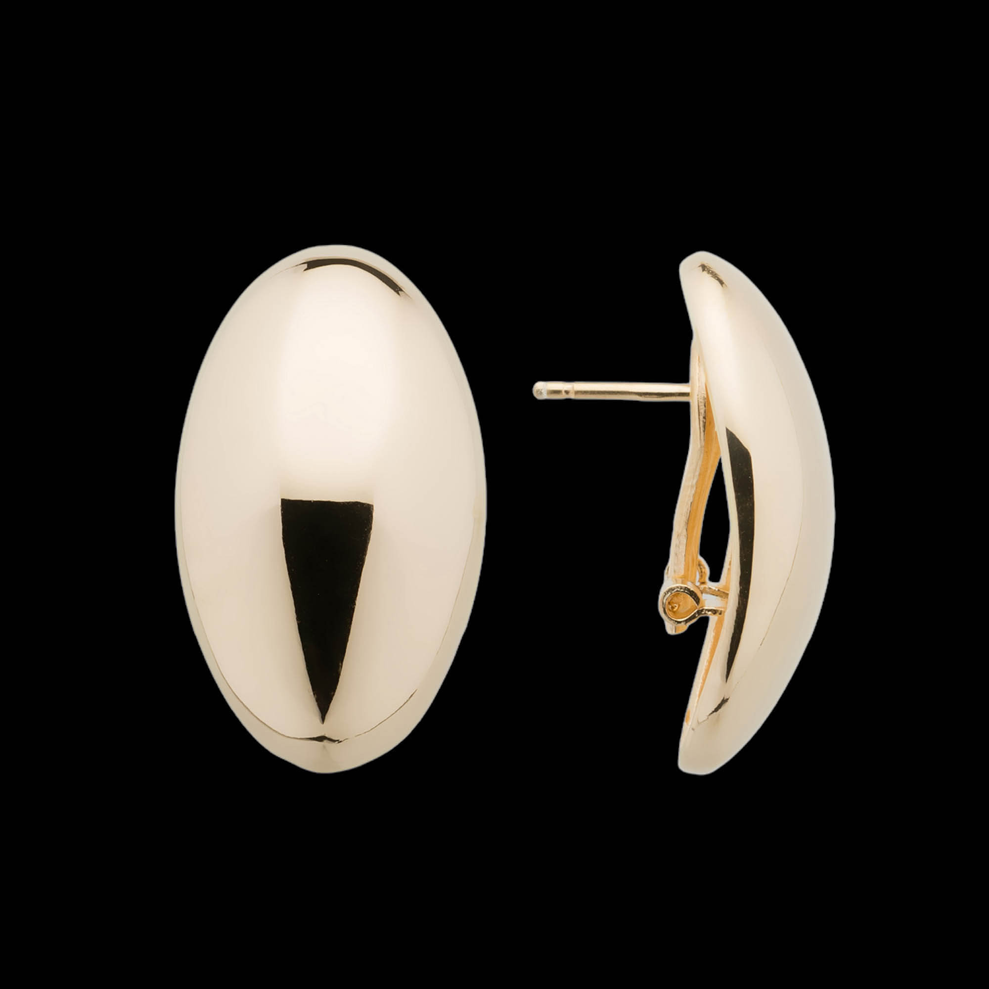 Gold and polished oval earrings