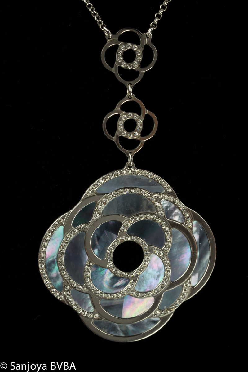 SC0413049 - Italiaanse fraai zilveren collier met bloemen bewerkt