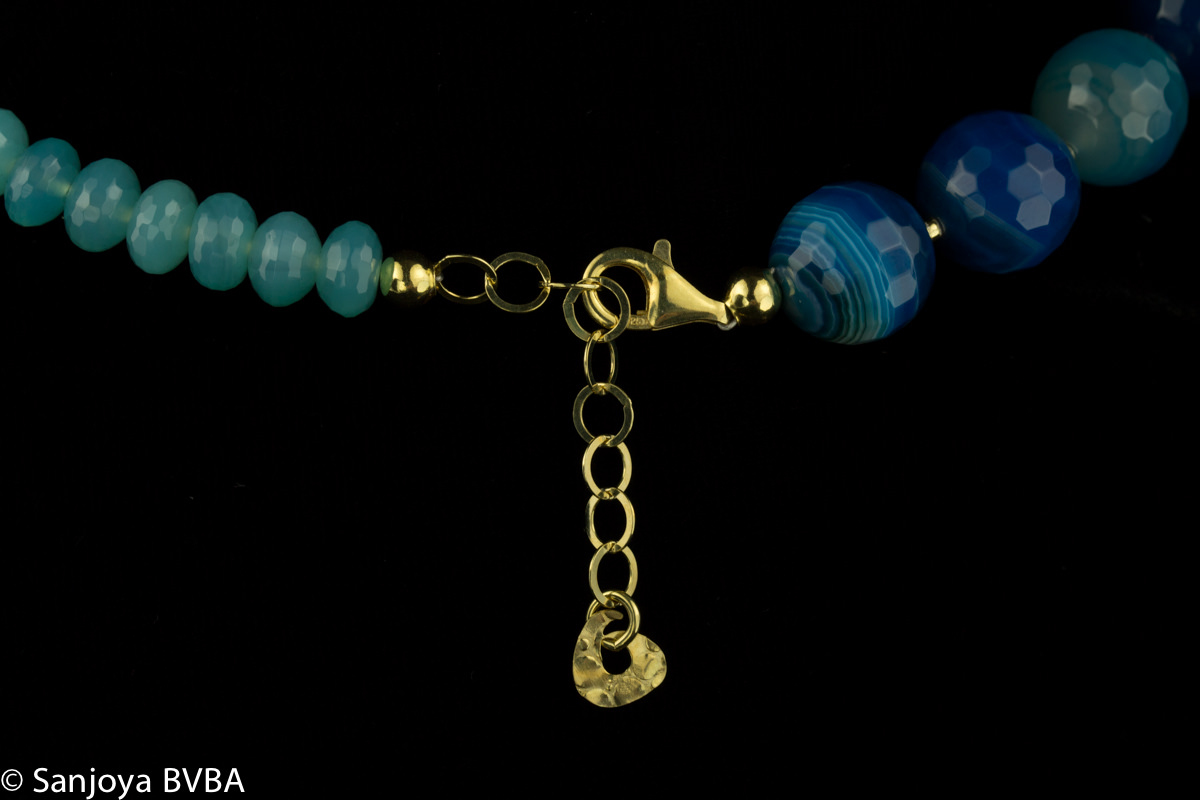 OX0413016 - Grieks collier met kleurstenen groen en turquoise